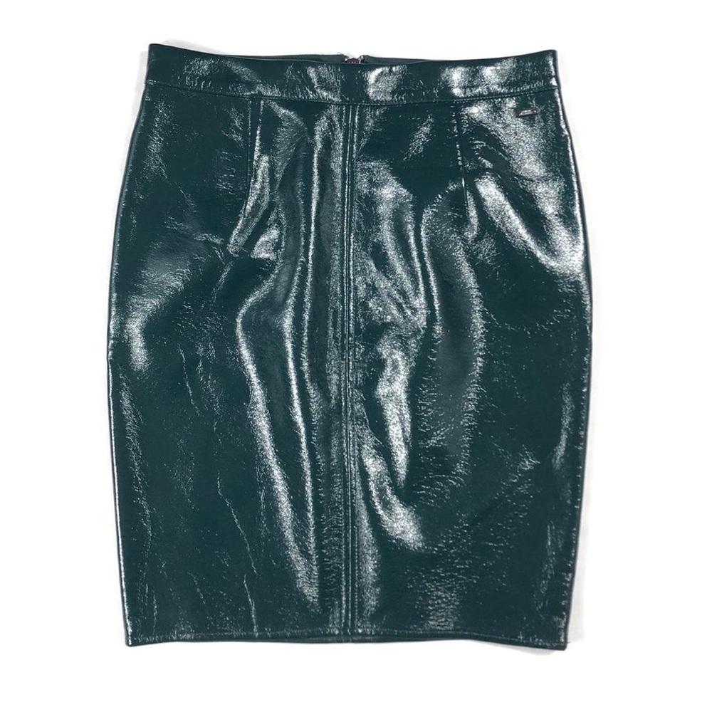 ARMANI EXCHANGE dark green vinyl skirt